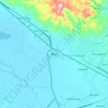 Baao topographic map, elevation, terrain