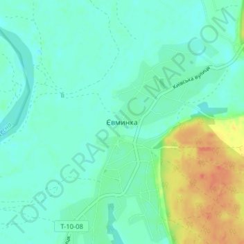 Yevmynka topographic map, elevation, terrain