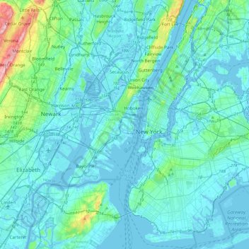 Jersey City topographic map, elevation, terrain