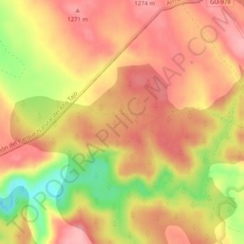 Las Huesas topographic map, elevation, terrain