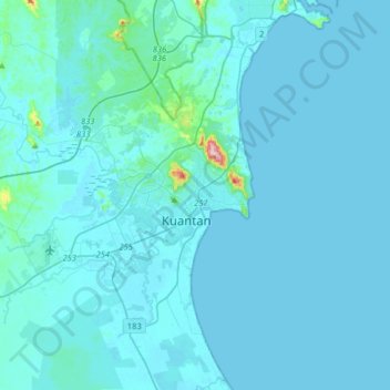 Kuantan topographic map, elevation, terrain