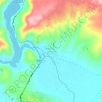 Hamzabey topographic map, elevation, terrain