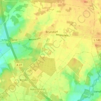 Korbeck topographic map, elevation, terrain