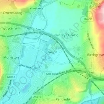 Tregof topographic map, elevation, terrain
