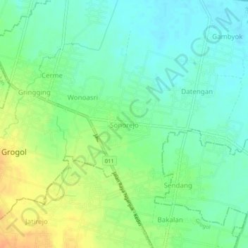 Sonorejo topographic map, elevation, terrain