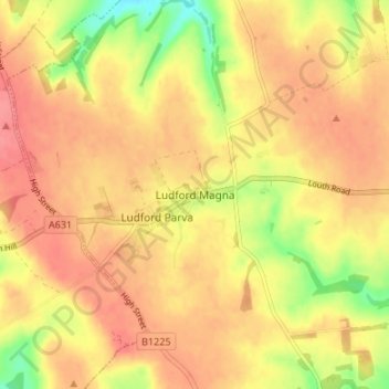 Ludford Magna topographic map, elevation, terrain