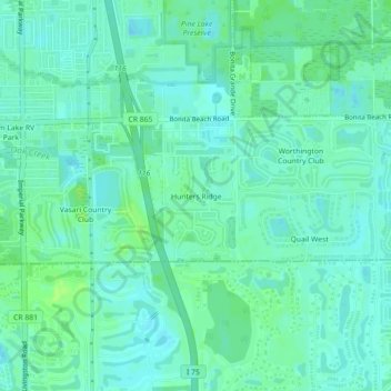 Hunters Ridge topographic map, elevation, terrain