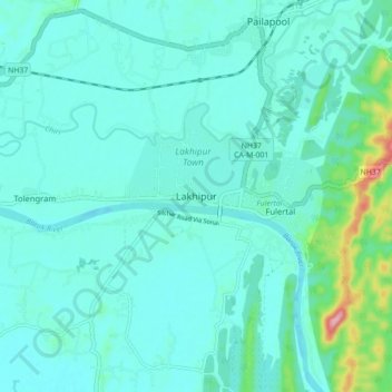 Lakhipur topographic map, elevation, terrain