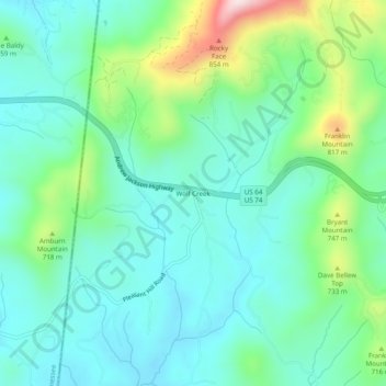 Wolf Creek topographic map, elevation, terrain