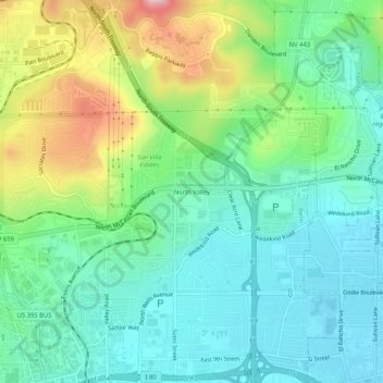 North Valley topographic map, elevation, terrain