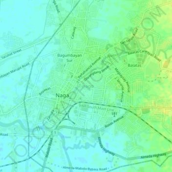 Tinago topographic map, elevation, terrain