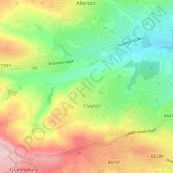 Town End topographic map, elevation, terrain