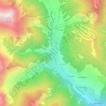 Le Coin topographic map, elevation, terrain
