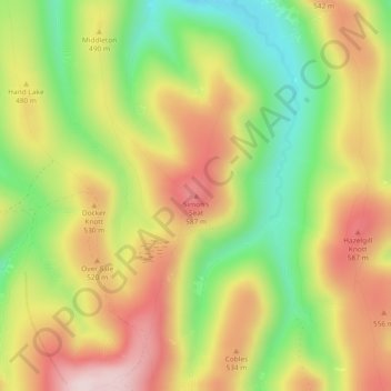 Simon's Seat topographic map, elevation, terrain