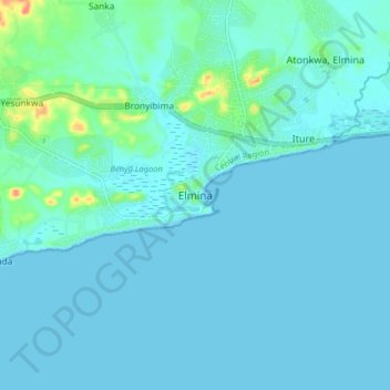 Elmina topographic map, elevation, terrain