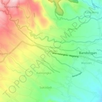 Tonoboyo topographic map, elevation, terrain