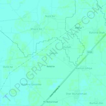 Gullah topographic map, elevation, terrain