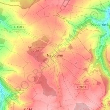 Neubronn topographic map, elevation, terrain