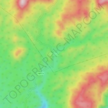 Yachuli topographic map, elevation, terrain