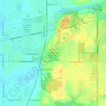 Deming Park topographic map, elevation, terrain