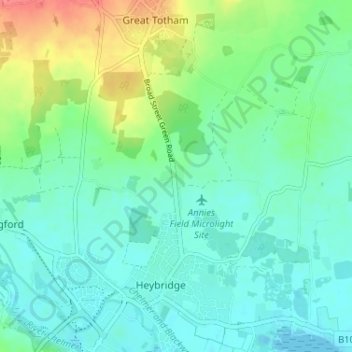 Broad Street Green topographic map, elevation, terrain