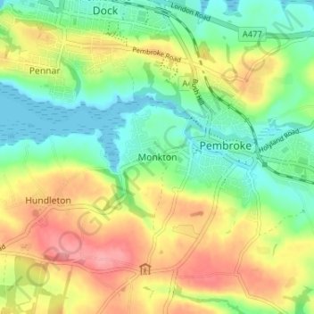 Monkton topographic map, elevation, terrain