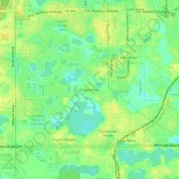 Crystal Point topographic map, elevation, terrain