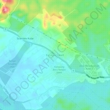 Kelapa Sawit topographic map, elevation, terrain