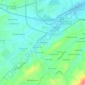 Seminole Woods topographic map, elevation, terrain