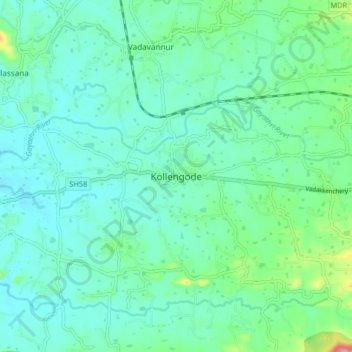 Kollengode topographic map, elevation, terrain