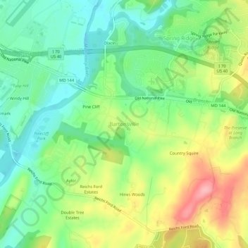 Bartonsville topographic map, elevation, terrain