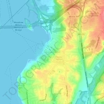 National Harbor topographic map, elevation, terrain