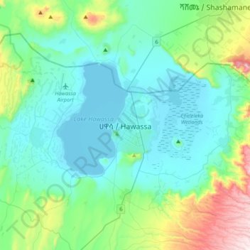 ሀዋሳ / Hawassa topographic map, elevation, terrain