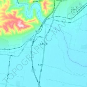 五龙口镇 topographic map, elevation, terrain