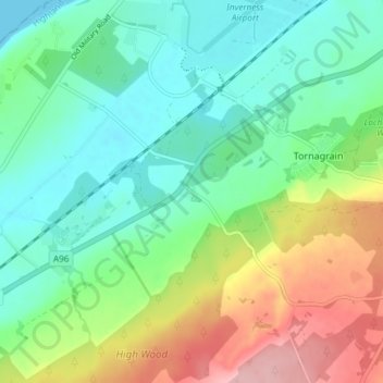 Tornagrain topographic map, elevation, terrain