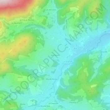 Les Tréaux topographic map, elevation, terrain
