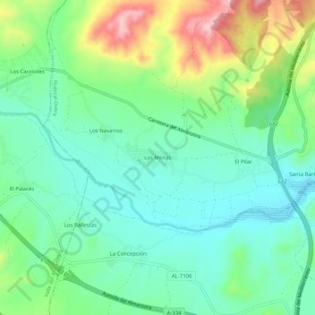 Los Menas topographic map, elevation, terrain