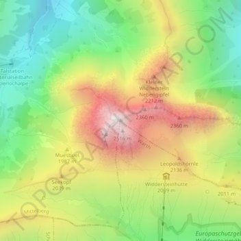 Widderstein topographic map, elevation, terrain