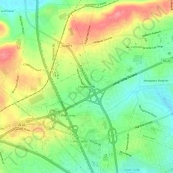 Crackersport topographic map, elevation, terrain