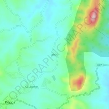 Chauki topographic map, elevation, terrain