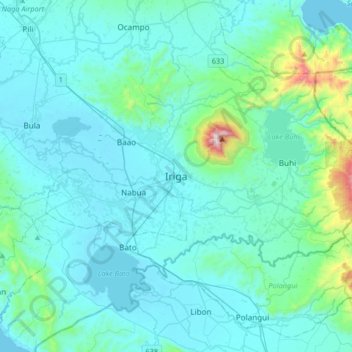 Iriga topographic map, elevation, terrain