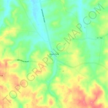 Glens Fork topographic map, elevation, terrain