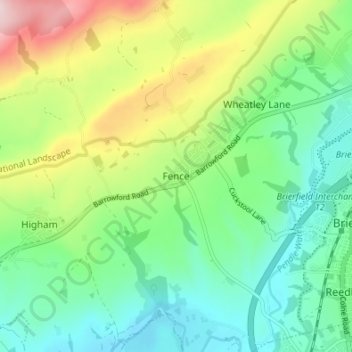 Fence topographic map, elevation, terrain
