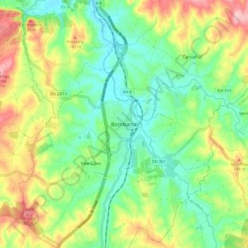 Bombarral topographic map, elevation, terrain