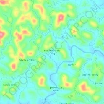 nedumblassery colony topographic map, elevation, terrain