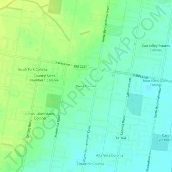 Carol Colonia topographic map, elevation, terrain