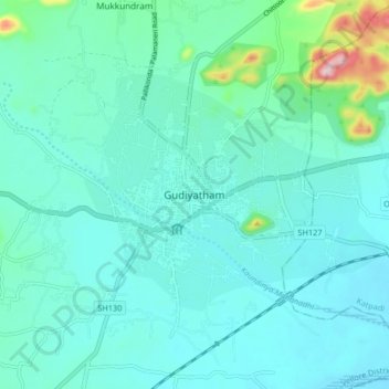 Gudiyatham topographic map, elevation, terrain