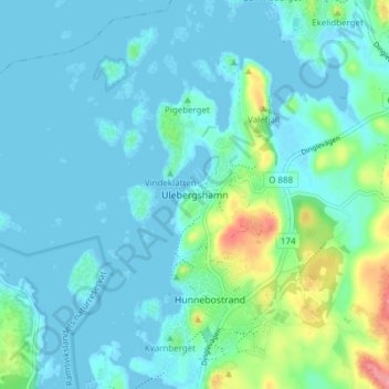 Ulebergshamn topographic map, elevation, terrain
