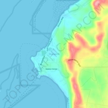 Dunwich topographic map, elevation, terrain
