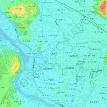八橋本町 topographic map, elevation, terrain